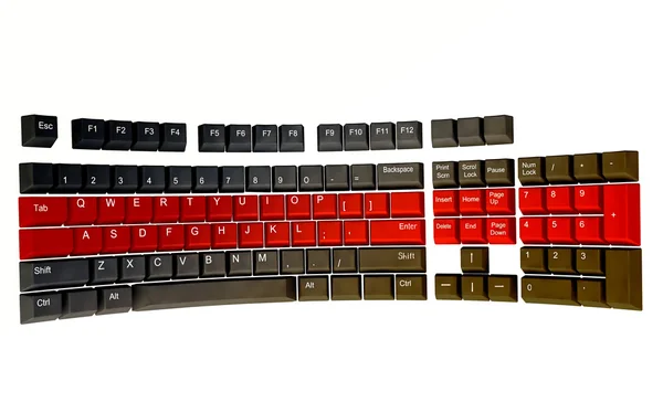 3d Computer Keyboard in Black & Red — Stock Photo, Image