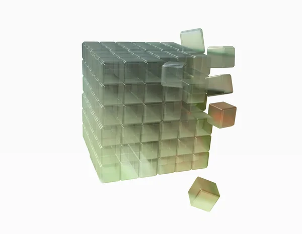 3D na białym tle szklanych kostek — Zdjęcie stockowe