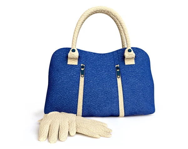 Блакитна сумка і рукавички — стокове фото