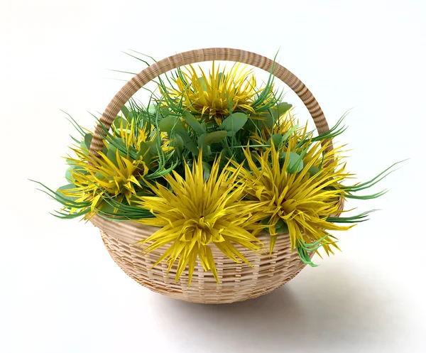 Basket with Yellow Asters — Stock Photo, Image