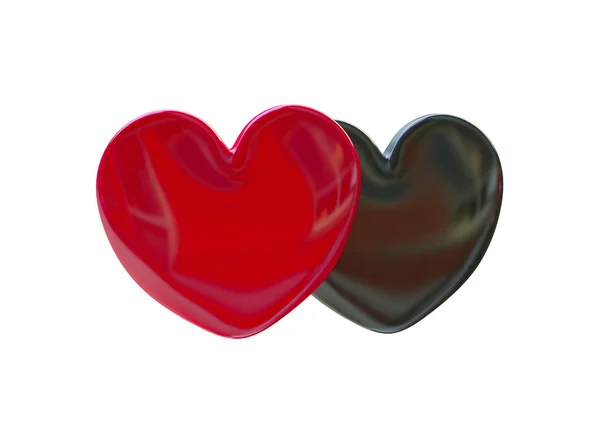 Черные и красные сердца — стоковое фото