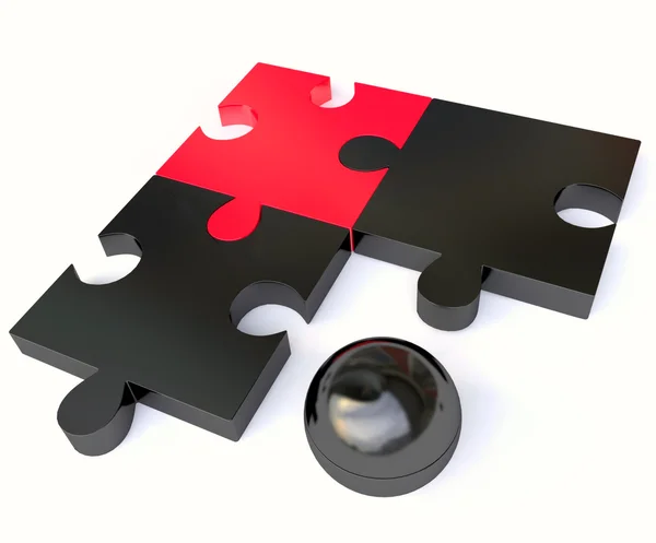 Jigsaw Puzzle in Black and Red — Stock Photo, Image