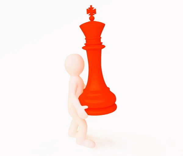 Homem carregando um rei de xadrez Figura — Fotografia de Stock