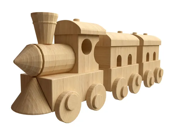 Spielzeugeisenbahn aus Holz Stockfoto
