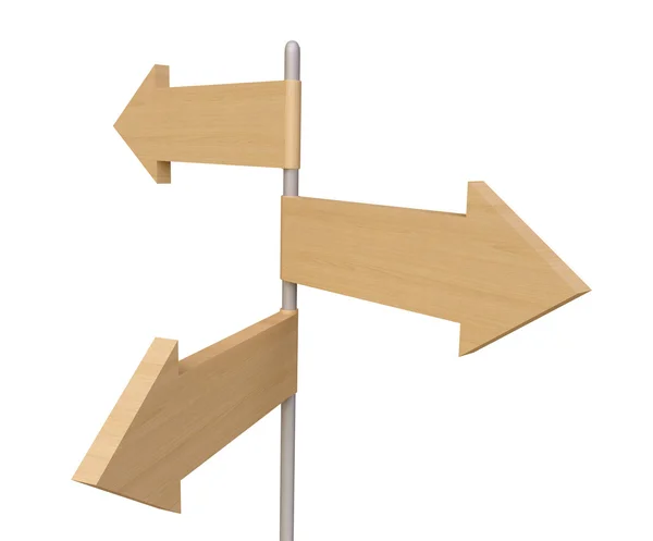 Wooden Direction Sign in 3D — Stock Photo, Image