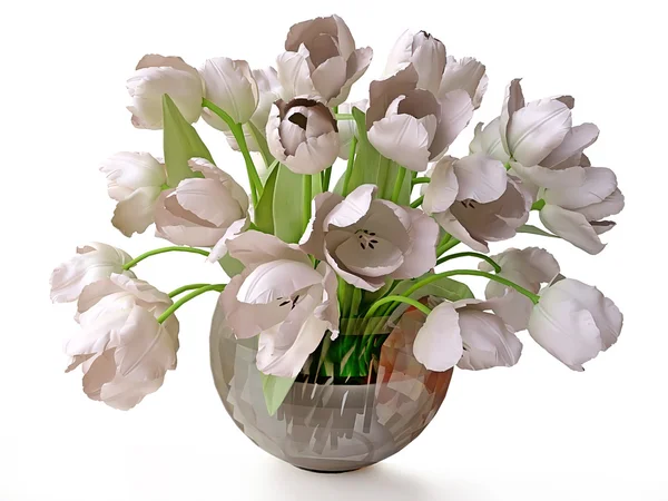 Kytice bílých tulipánů — Stock fotografie