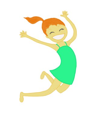 mutlu bir kız atlama çizimi
