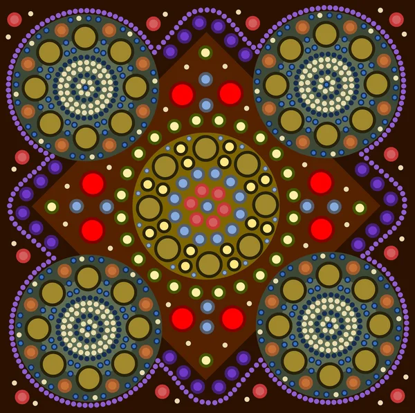 Una ilustración basada en el estilo aborigen de la pintura de puntos que representa — Foto de Stock