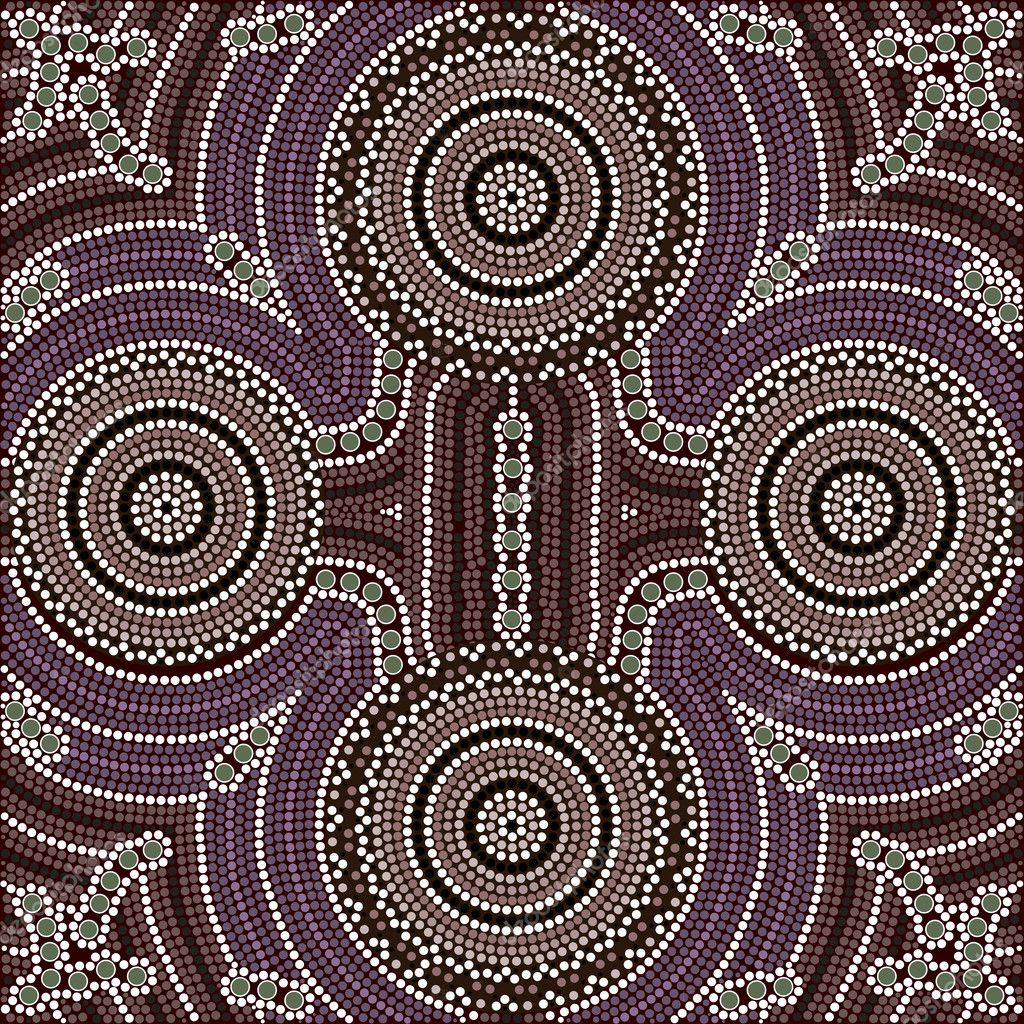 Illustration Based On Aboriginal Style Of Dot Painting Depicting | Bed ...