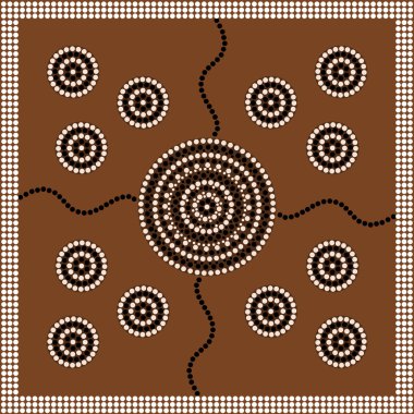 Aboriginal style of dot painting depicting circle. clipart