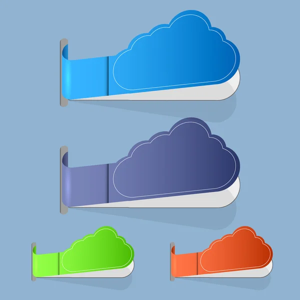 Etiqueta de nube de computadora vectorial sobre fondo azul. 4 colores. Eps10 — Vector de stock