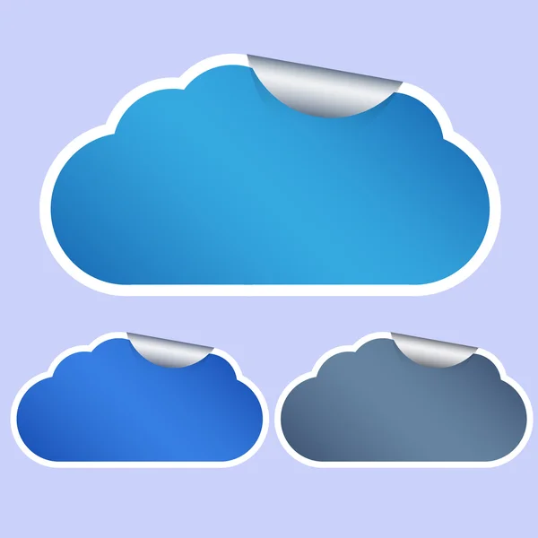 Pegatinas de nube de computadora vectorial sobre fondo azul. Eps10 — Vector de stock