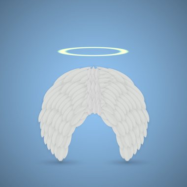 Vector angel wings on blue background. Eps10 clipart