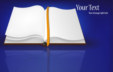 Vector open book on blue for your design. Best choice clipart