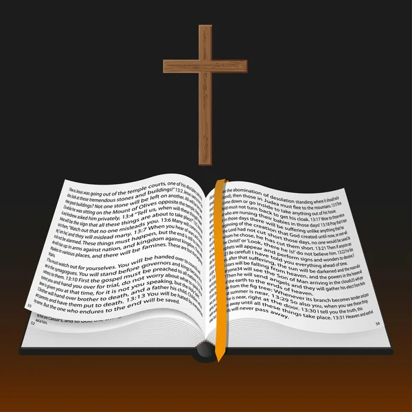 Vector bible with cross — Stock Vector