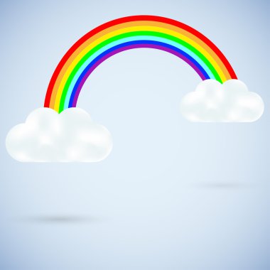 Vector clouds with a rainbow on blue. Best choice clipart