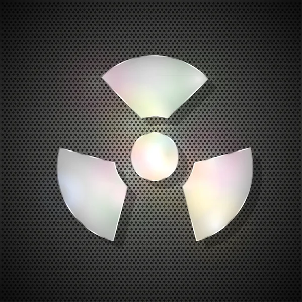 Symbolen för strålning på metall bakgrund — Stock vektor