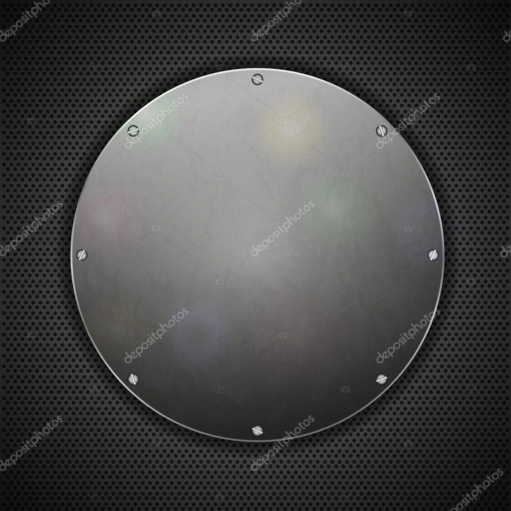 Circle steel plate on metal background. Vector illustration Stock ...