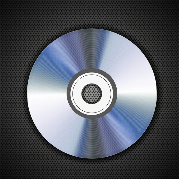 金属网格背景上的 cd 盘。矢量插画 — 图库矢量图片
