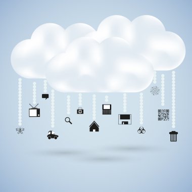 Clouds with web icons. Vector illustration clipart