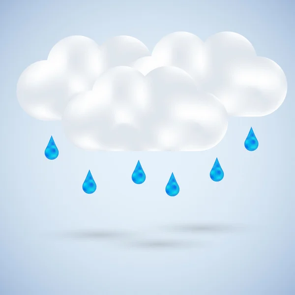 Cloud with rain on blue. Vector illustration — Stock Vector