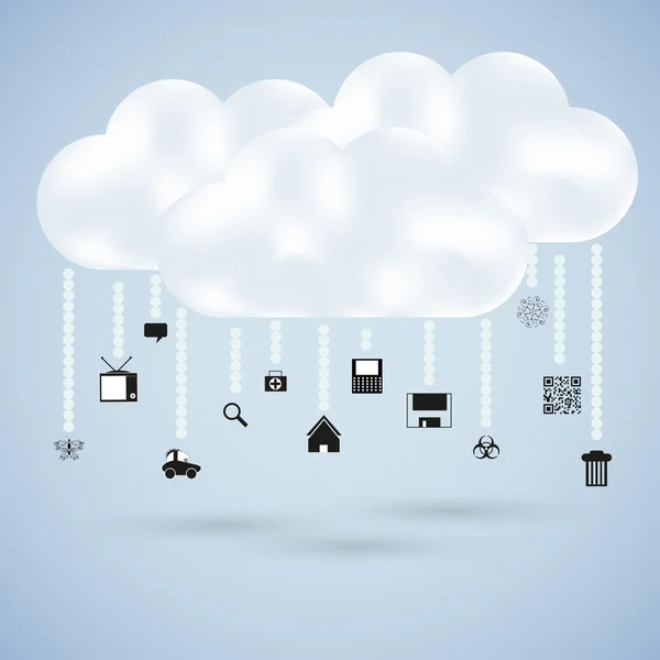 Nubes con iconos web. Ilustración vectorial — Vector de stock