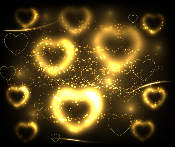 Goldene Herzen Hintergrund. Vektorillustration — Stockvektor