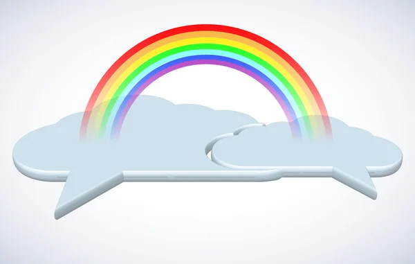 Nuages bulle discours avec un arc-en-ciel. Illustration vectorielle — Image vectorielle