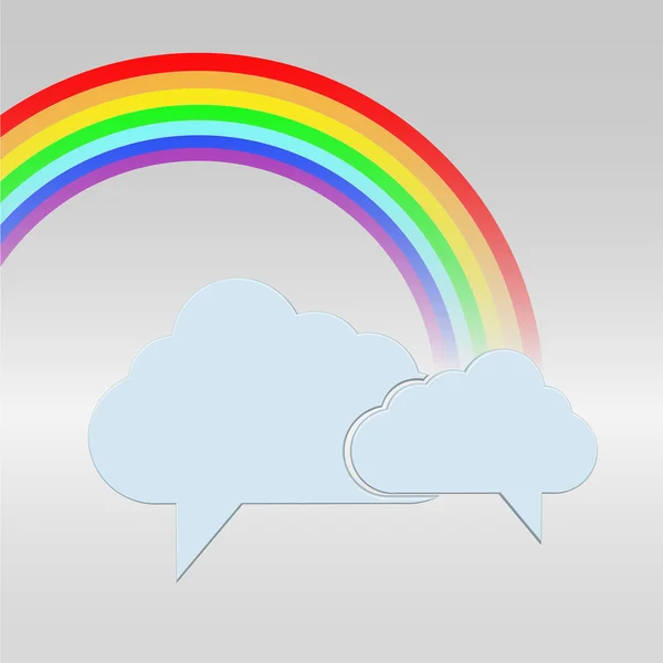 Vector wolken zeepbel toespraak met een regenboog — Stockvector