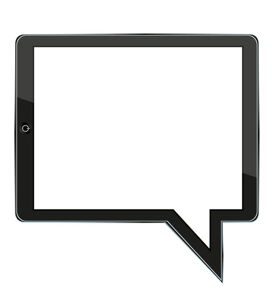 Kabarcık konuşma ile kavram bilgisayar tablet. vektör çizim — Stok Vektör