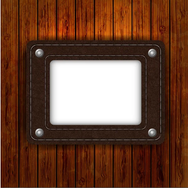 Elemento de couro em placas de madeira com lugar para o seu texto. Vector ilustrat — Vetor de Stock