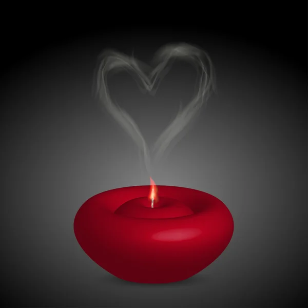 Векторная свеча с дымом в виде сердца — стоковый вектор