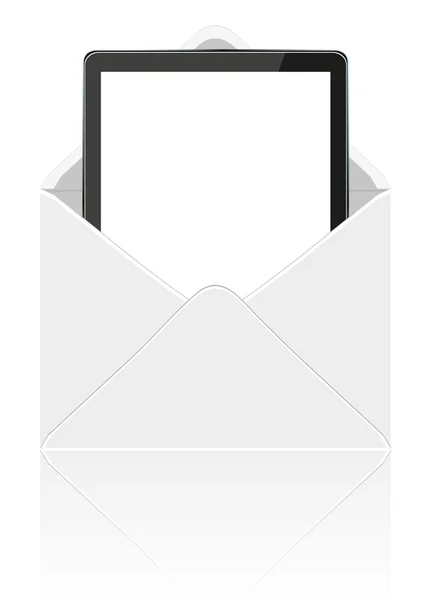 Vektör bilgisayar tablet içinde posta — Stok Vektör