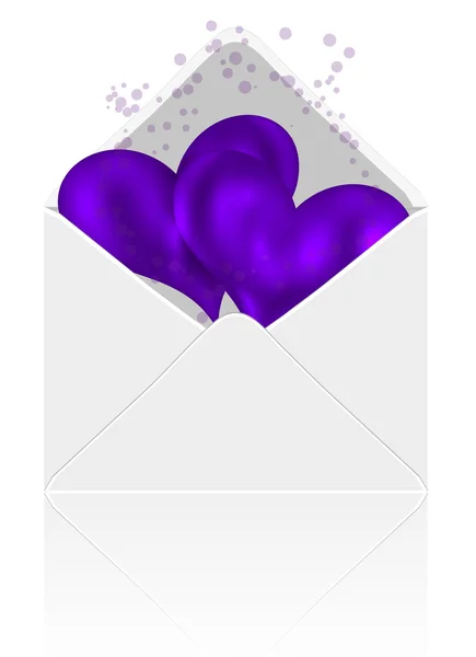 Coeurs vectoriels dans le courrier — Image vectorielle