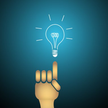 Vector bulb light idea with finger. Eps 10 clipart