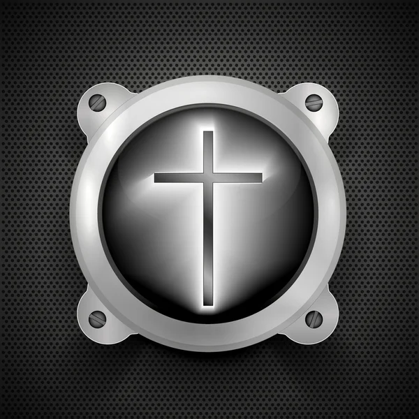 Vektor-Kreuz-Symbol auf Metallhintergrund. eps10 — Stockvektor