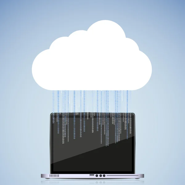 Wektor koncepcja laptop z chmury i binarne kody komputerowe. eps10 — Wektor stockowy