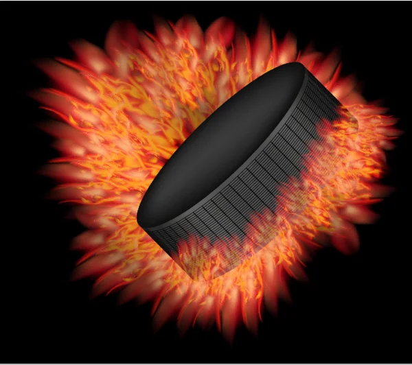 Vector de disco de hockey con fuego. Eps10 — Vector de stock