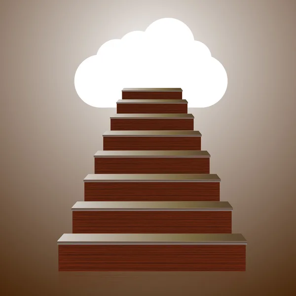 Concept vectoriel échelle en bois avec nuage informatique. Eps10 — Image vectorielle