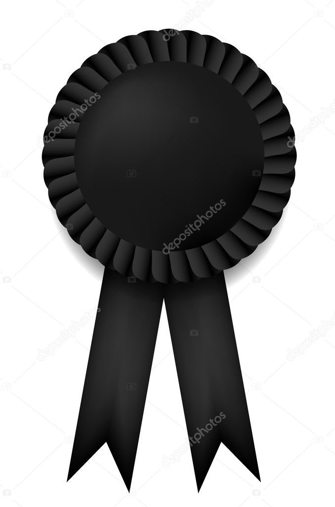Vector black ribbon award isolated on white. Eps10