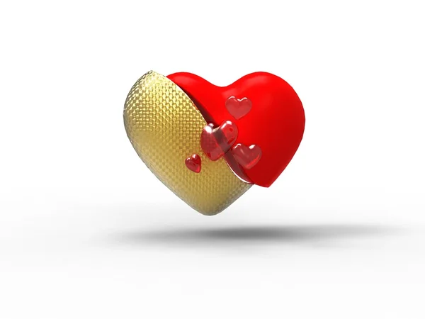 Red and golden heart — Stock Photo, Image