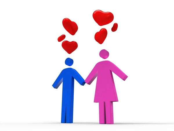 Blue and pink lovers — Stock Photo, Image