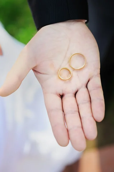 Two gold wedding rings — Stock Photo, Image