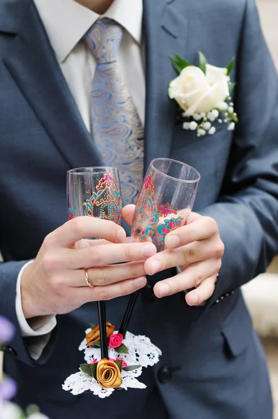 Painting champagne glasses — Stock Photo, Image