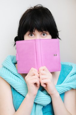 Young woman with diary clipart