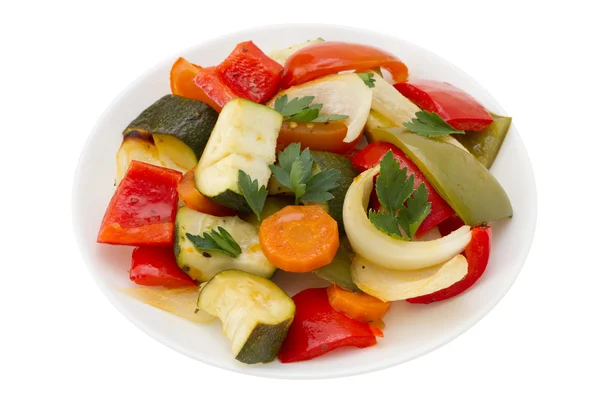 Гриль овощи на тарелке — стоковое фото
