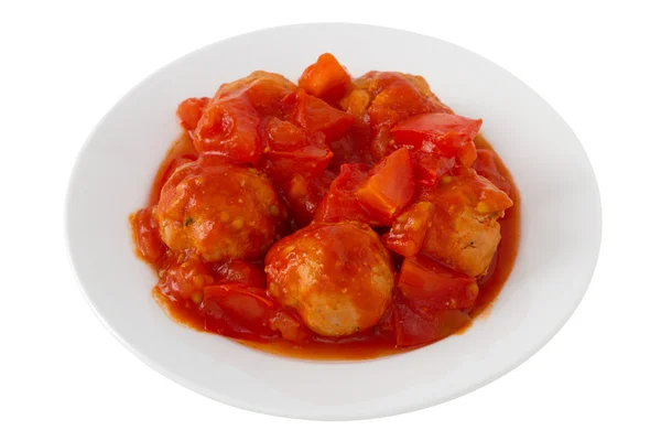 Turkey meatballs with tomato paste on the plate — Stock Photo, Image