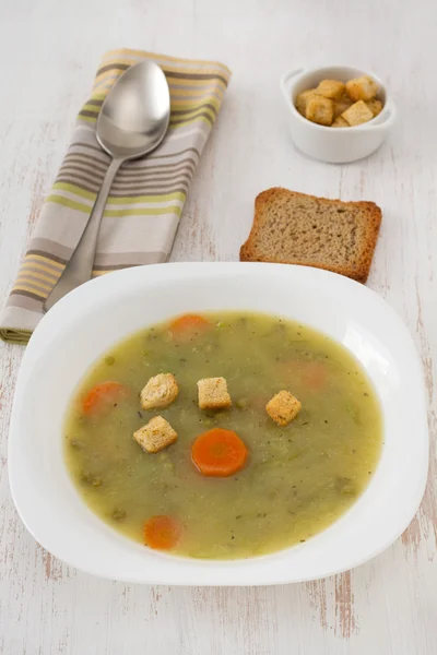 Zeleninová polévka s fazolemi a mrkev — Stock fotografie