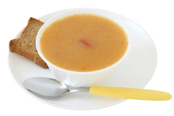 Суп с тостами — стоковое фото