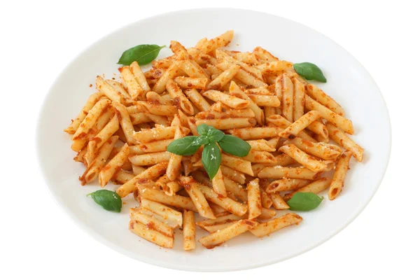 Penne with basil — Stock Photo, Image